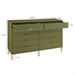 DUMBO 10-Drawer Double Tall Dresser from Engineered Wood in Olive Green