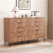 DUMBO 10-Drawer Double Tall Dresser from Engineered Wood in Golden Brown