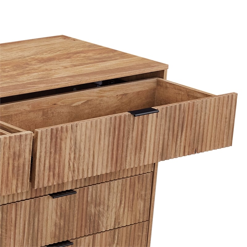 DUMBO 10-Drawer Double Tall Dresser from Engineered Wood in Golden Brown