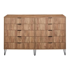 dumbo 10-drawer double tall dresser from engineered wood in golden brown