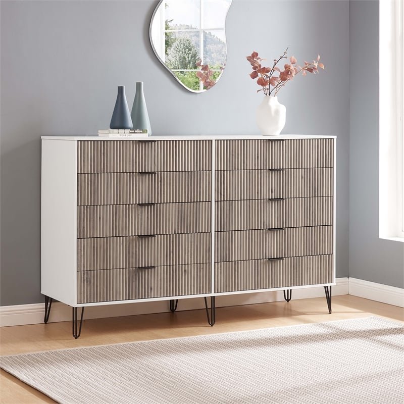 DUMBO 10-Drawer Double Tall Dresser from Engineered Wood in Multi-Color