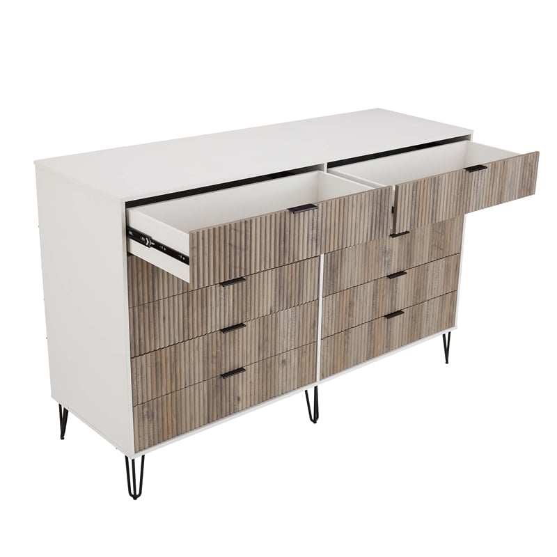 DUMBO 10-Drawer Double Tall Dresser from Engineered Wood in Multi-Color