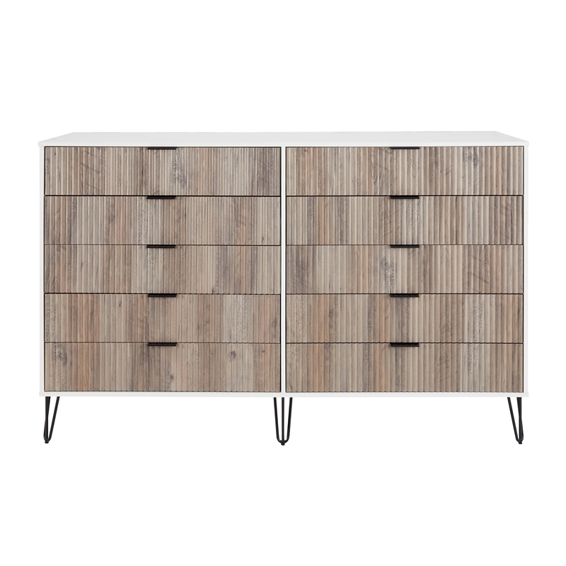 DUMBO 10-Drawer Double Tall Dresser from Engineered Wood in Multi-Color