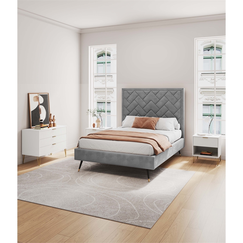 2-Piece DUMBO Standard 3-Drawer Dresser and DUMBO 1.0 Nightstand in White