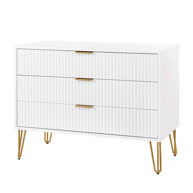 2-Piece DUMBO Standard 3-Drawer Dresser and DUMBO 1.0 Nightstand in White