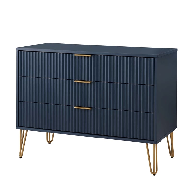 2-Piece DUMBO Standard 3-Drawer Dresser and DUMBO 1.0 Nightstand in Blue
