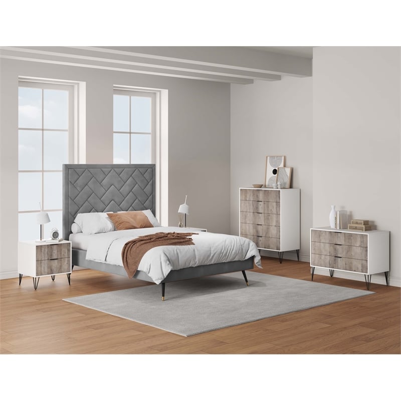 3-Piece DUMBO 5-Drawer Tall and 3-Drawer Dresser & Nightstand in Multi-Color