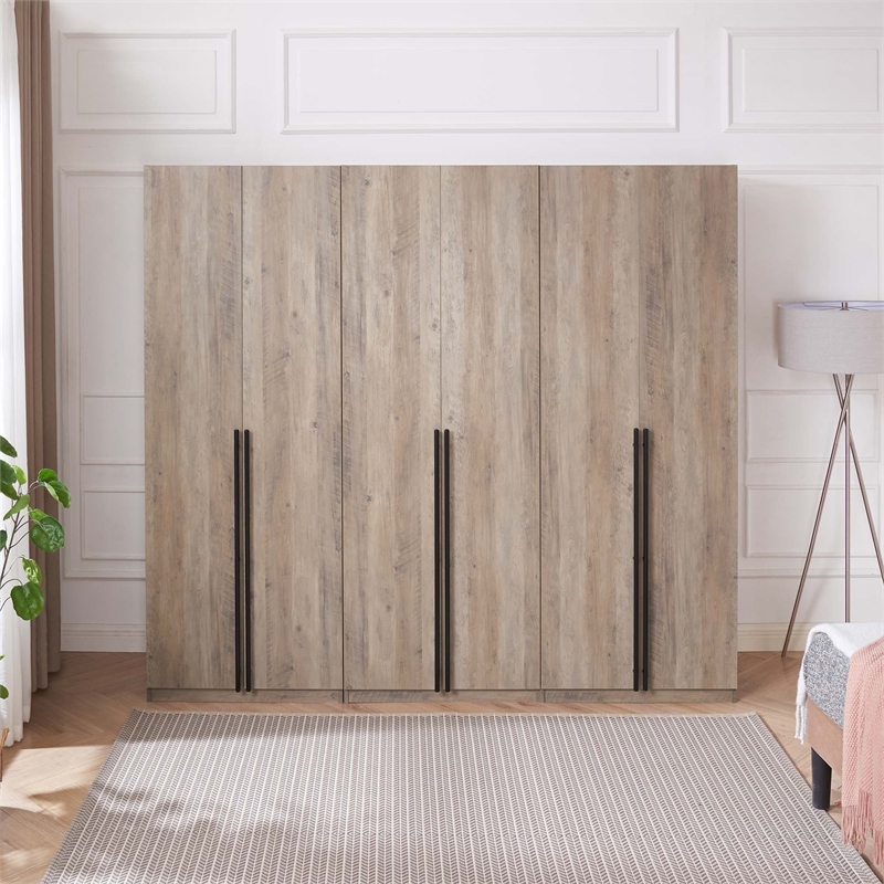 Lee 3-Piece Module Wardrobe Closet from Engineered Wood in Rustic Gray