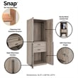 Lee 3-Piece Module Wardrobe Closet from Engineered Wood in Rustic Gray