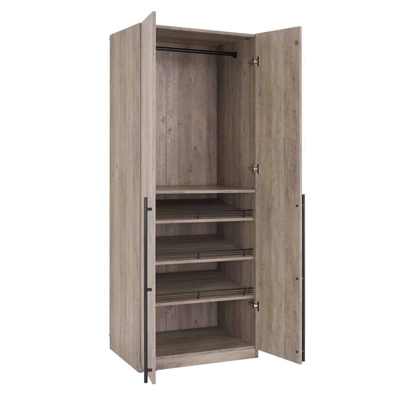 Lee 3-Piece Module Wardrobe Closet from Engineered Wood in Rustic Gray
