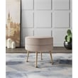Manhattan Comfort Bailey Ottoman in Oatmeal with Solid Wood Base & Gold Feet