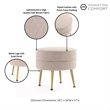 Manhattan Comfort Bailey Ottoman in Oatmeal with Solid Wood Base & Gold Feet