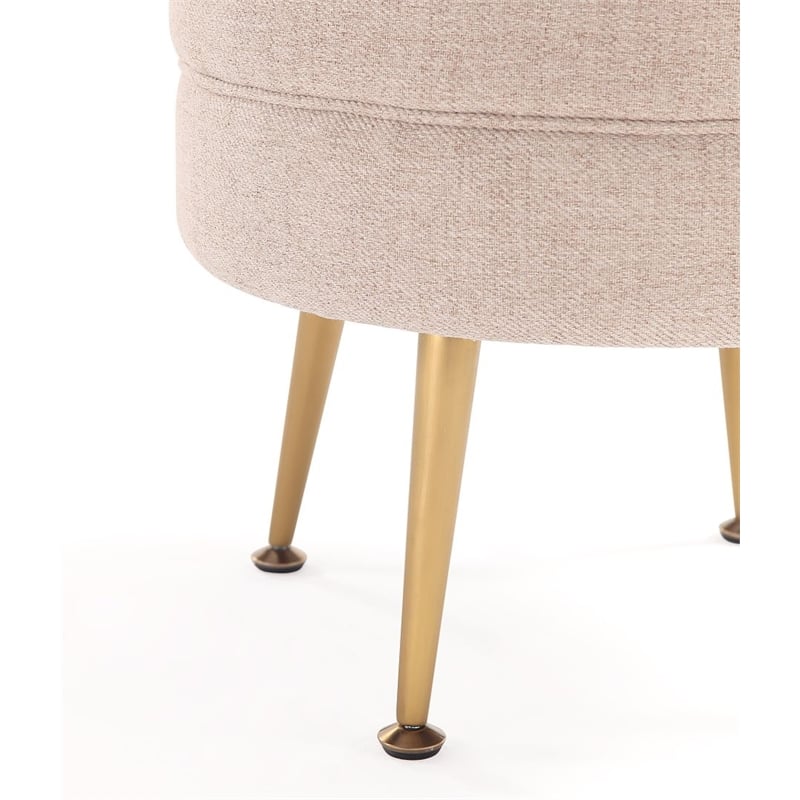 Manhattan Comfort Bailey Ottoman in Oatmeal with Solid Wood Base & Gold Feet