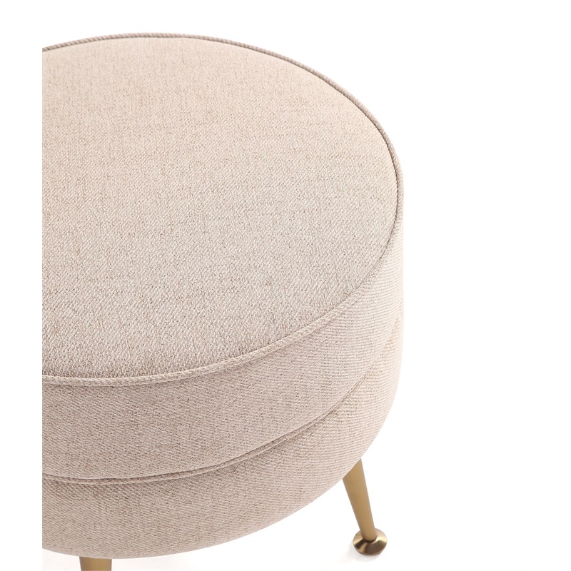 Manhattan Comfort Bailey Ottoman in Oatmeal with Solid Wood Base & Gold Feet