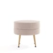 Manhattan Comfort Bailey Ottoman in Oatmeal with Solid Wood Base & Gold Feet
