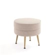 Manhattan Comfort Bailey Ottoman in Oatmeal with Solid Wood Base & Gold Feet