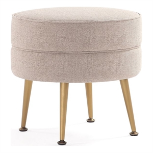 Manhattan Comfort Bailey Ottoman in Oatmeal with Solid Wood Base & Gold Feet