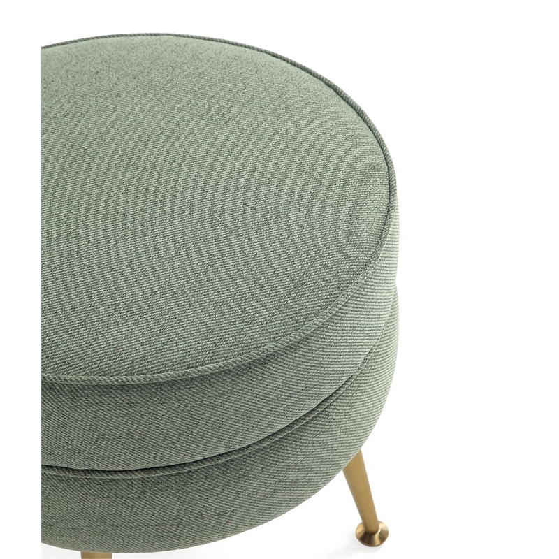 Manhattan Comfort Bailey Ottoman in Sage Green with Solid Wood Base & Gold Feet