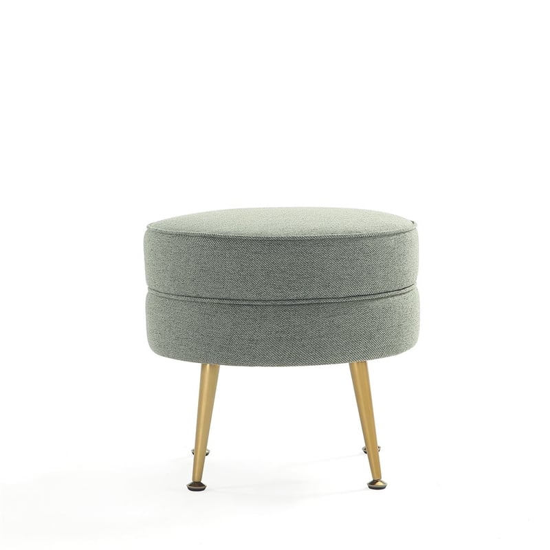 Manhattan Comfort Bailey Ottoman in Sage Green with Solid Wood Base & Gold Feet