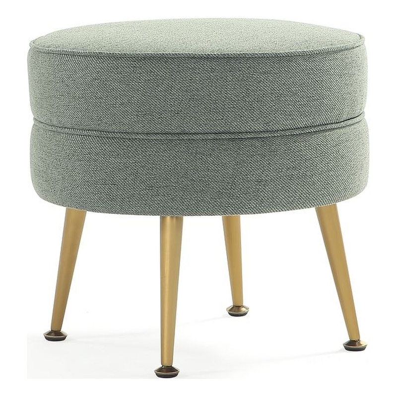 Manhattan Comfort Bailey Ottoman in Sage Green with Solid Wood Base & Gold Feet