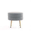 Manhattan Comfort Bailey Ottoman in Gray with Solid Wood Base & Gold Feet
