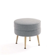 Manhattan Comfort Bailey Ottoman in Gray with Solid Wood Base & Gold Feet