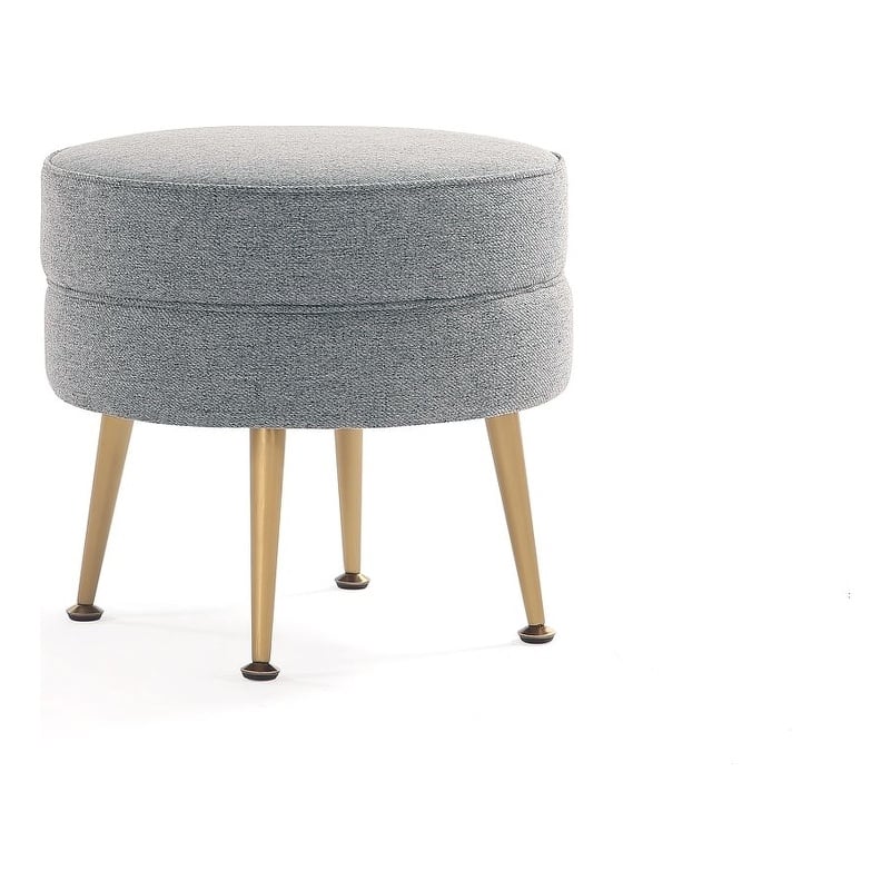 Manhattan Comfort Bailey Ottoman in Gray with Solid Wood Base & Gold Feet