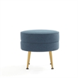 Manhattan Comfort Bailey Ottoman in Blue with Solid Wood Base & Gold Feet