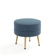 Manhattan Comfort Bailey Ottoman in Blue with Solid Wood Base & Gold Feet