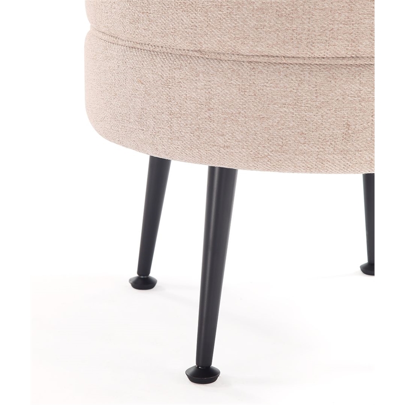 Manhattan Comfort Bailey Ottoman in Oatmeal with Solid Wood Base & Black Feet