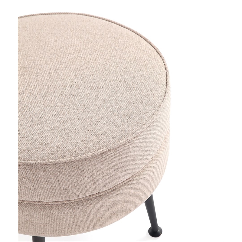 Manhattan Comfort Bailey Ottoman in Oatmeal with Solid Wood Base & Black Feet
