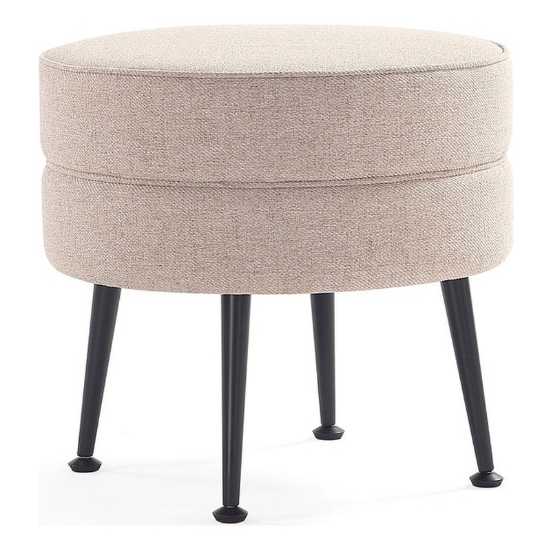 Manhattan Comfort Bailey Ottoman in Oatmeal with Solid Wood Base & Black Feet