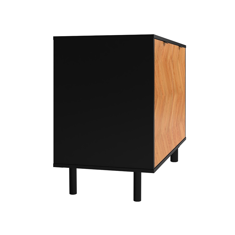 Manhattan Comfort Liam Accent Cabinet from Engineered Wood in Black & Wood