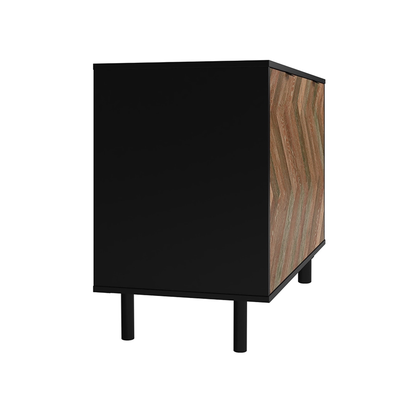 Manhattan Comfort Liam Accent Cabinet from Engineered Wood in Black & Brown Wood