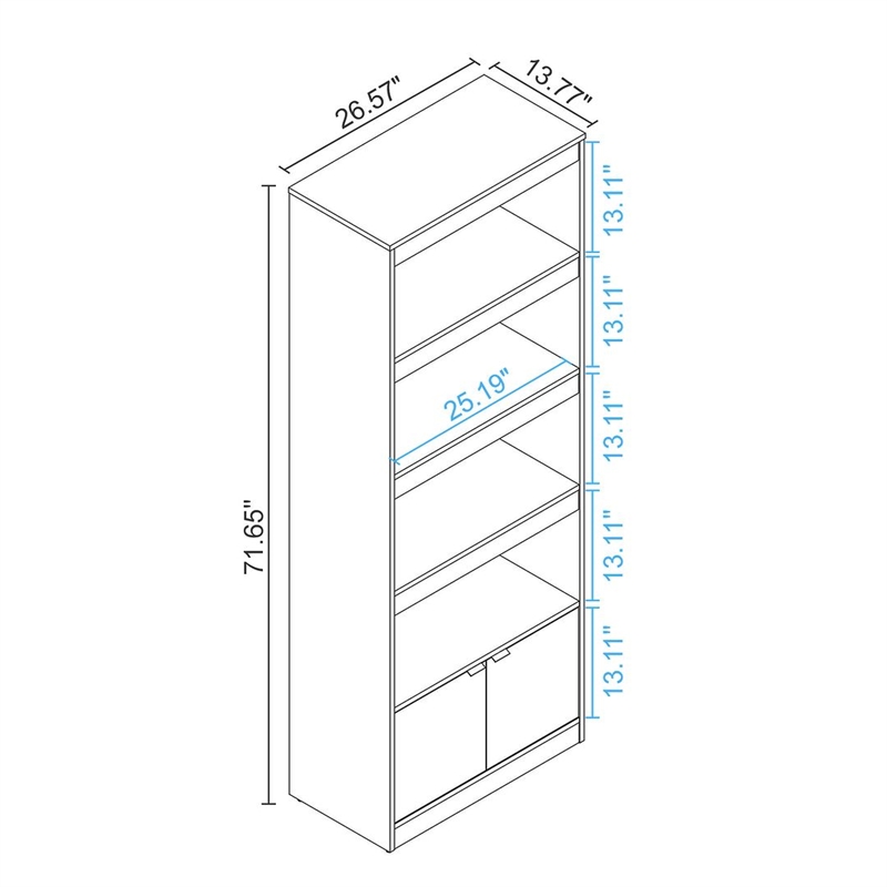 Manhattan Comfort Ratzer Bookcase from Engineered Wood in Brown and White