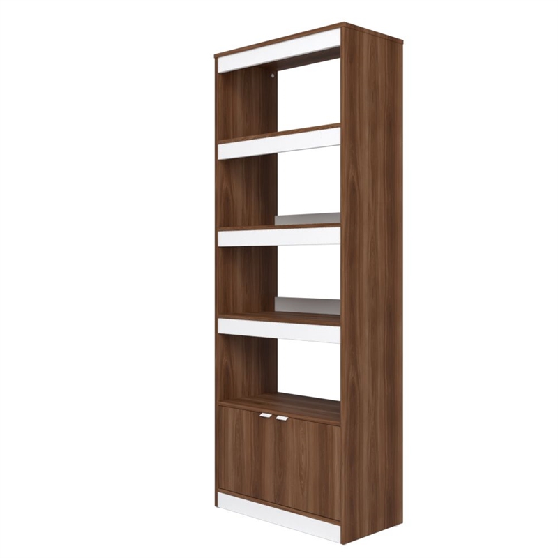 Manhattan Comfort Ratzer Bookcase from Engineered Wood in Brown and White