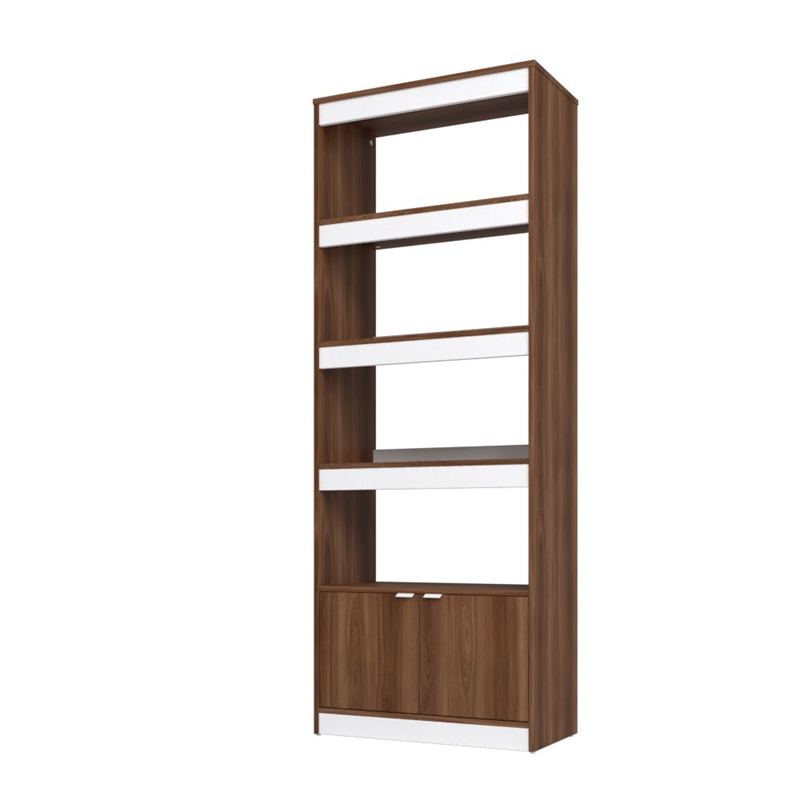Manhattan Comfort Ratzer Bookcase from Engineered Wood in Brown and White
