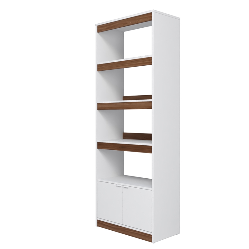 Manhattan Comfort Ratzer Bookcase from Engineered Wood in White and Brown
