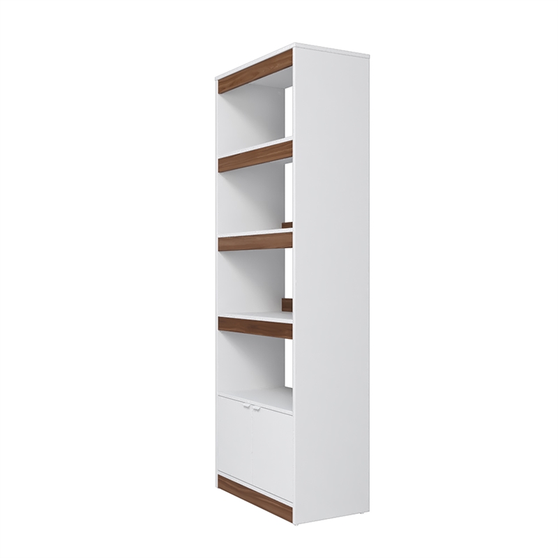 Manhattan Comfort Ratzer Bookcase from Engineered Wood in White and Brown