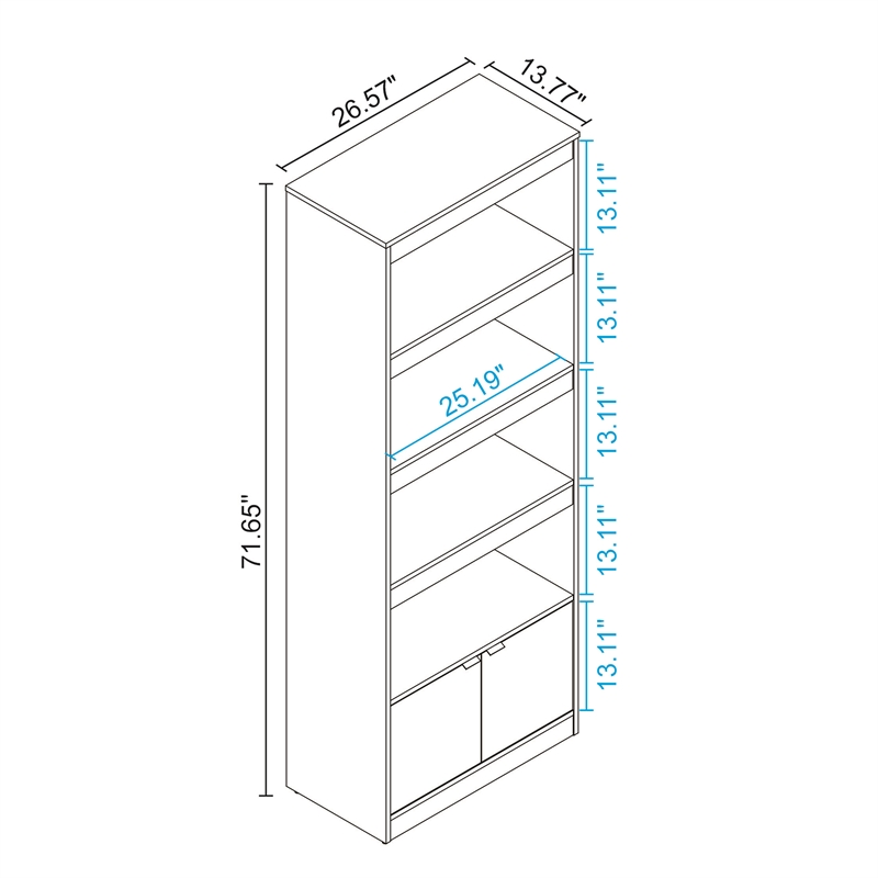 Manhattan Comfort Ratzer Bookcase from Engineered Wood in White and Brown