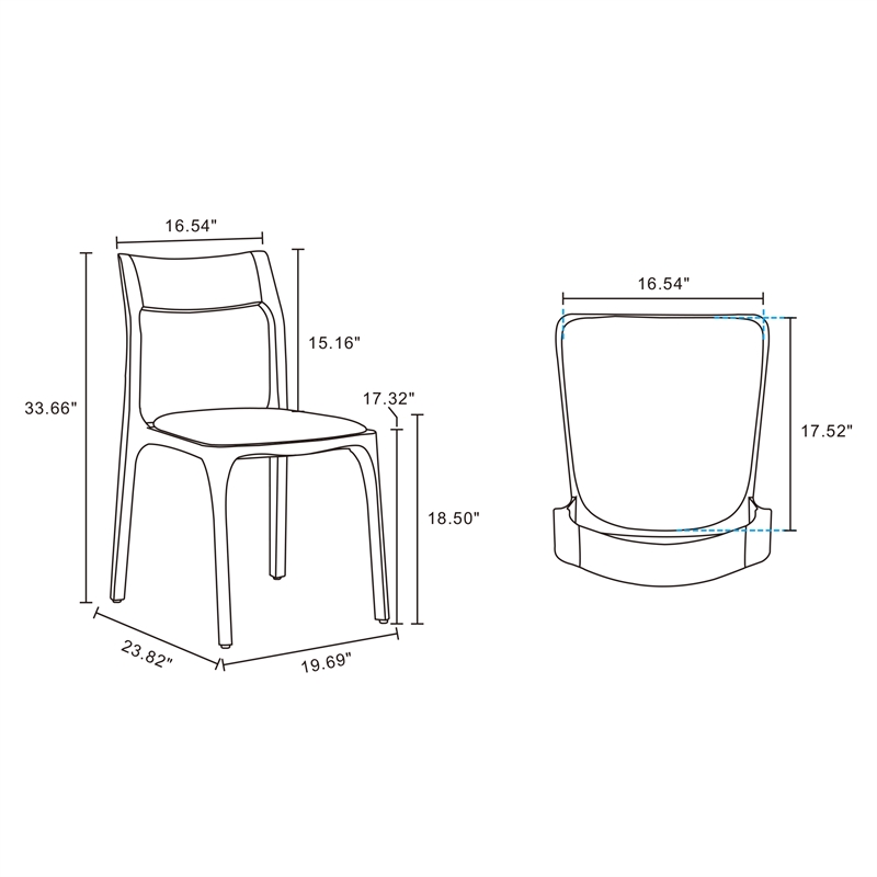 Moderno Stackable Dining Chair from Solid Wood in Walnut and Black- Set of 4
