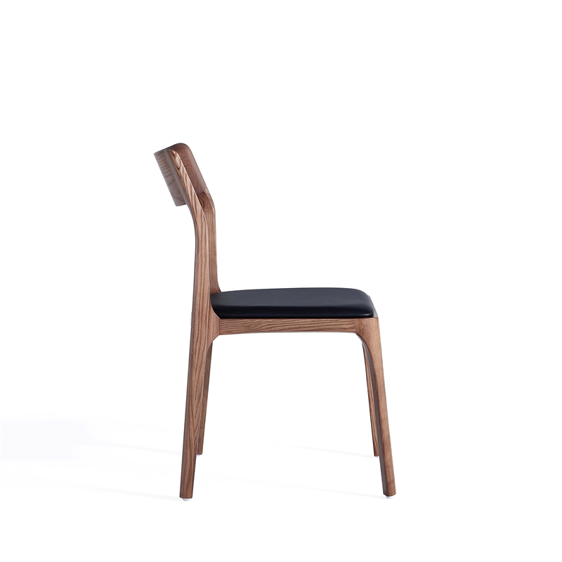 Moderno Stackable Dining Chair from Solid Wood in Walnut and Black- Set of 4
