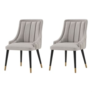 Manhattan Comfort Eda Dining Chair from Solid Wood in Gray - Set of 2