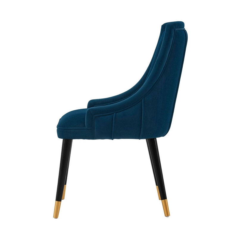 Manhattan Comfort Eda Dining Chair from Solid Wood in Midnight Blue  - Set of 2