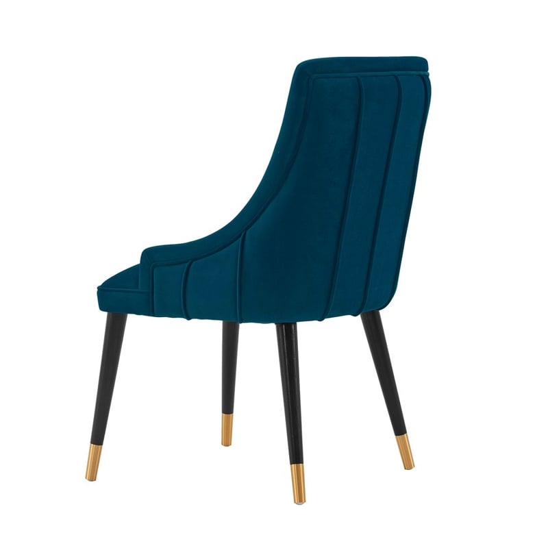Manhattan Comfort Eda Dining Chair from Solid Wood in Midnight Blue  - Set of 2