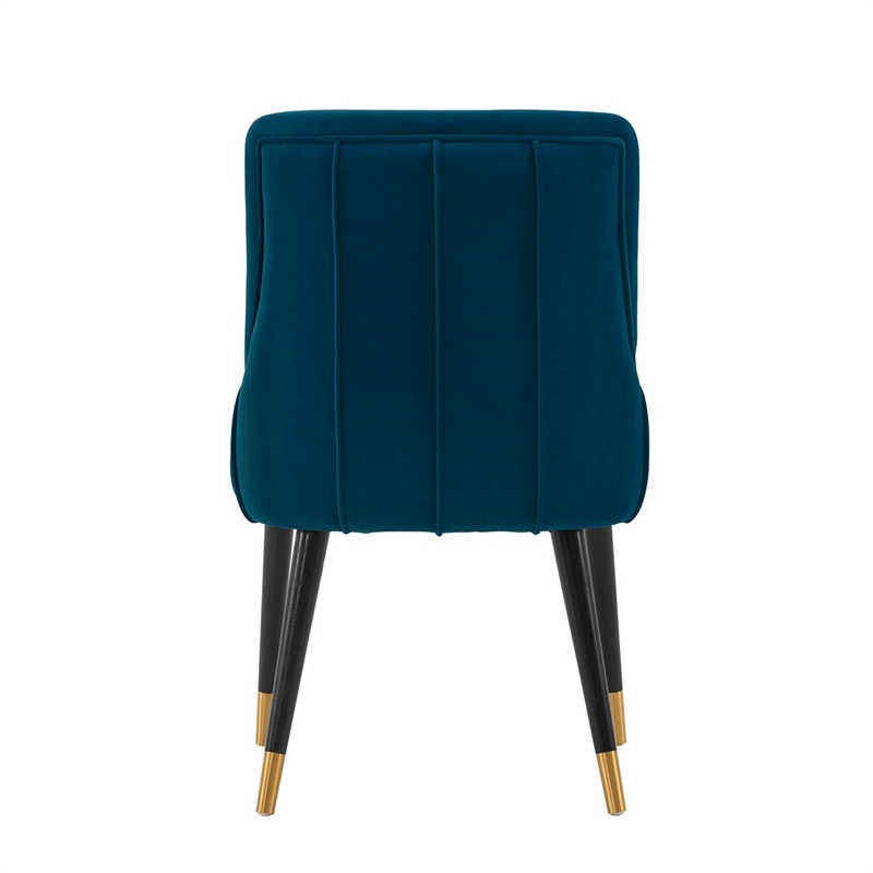 Manhattan Comfort Eda Dining Chair from Solid Wood in Midnight Blue  - Set of 2