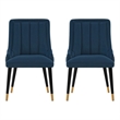 Manhattan Comfort Eda Dining Chair from Solid Wood in Midnight Blue  - Set of 2