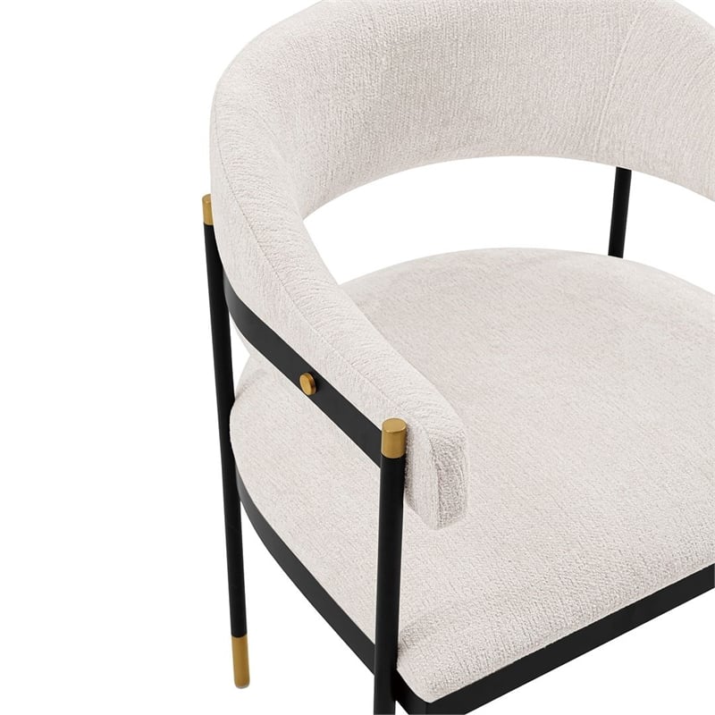 Manhattan Comfort Lia Dining Armchair with Metal Frame in Cream - Set of 2
