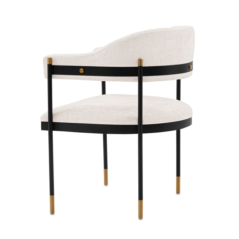 Manhattan Comfort Lia Dining Armchair with Metal Frame in Cream - Set of 2