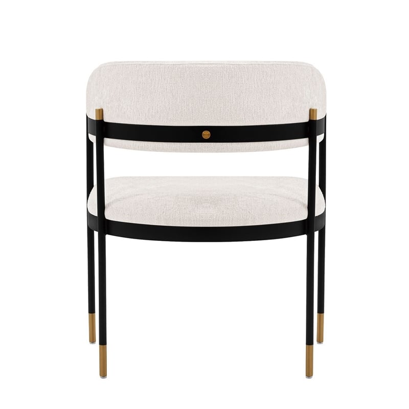 Manhattan Comfort Lia Dining Armchair with Metal Frame in Cream - Set of 2